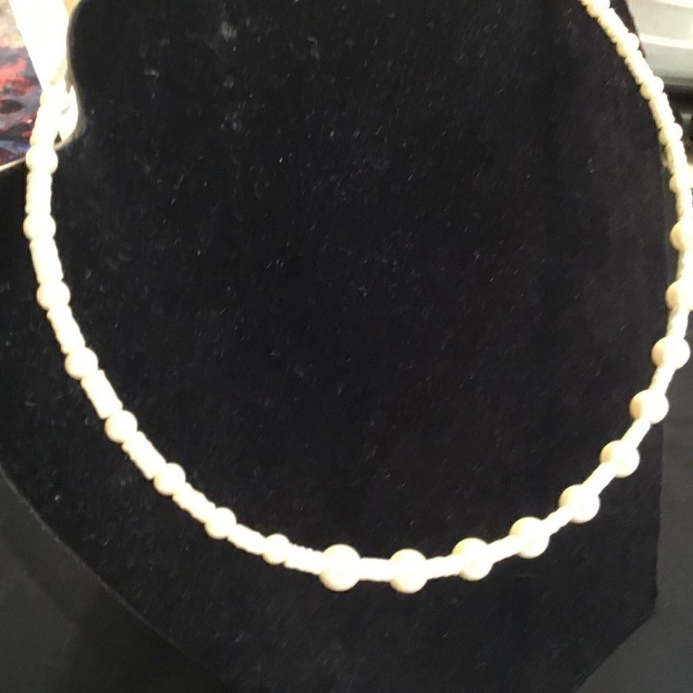 White Faux Pearl Choker Necklace